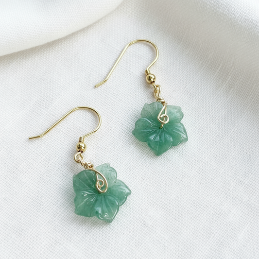Hibiscus | Jade Flower Earrings