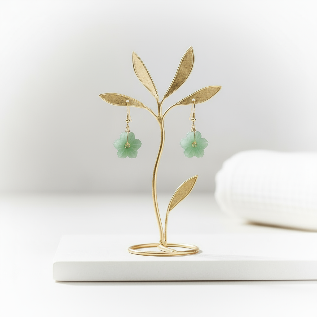 Hibiscus | Jade Flower Earrings