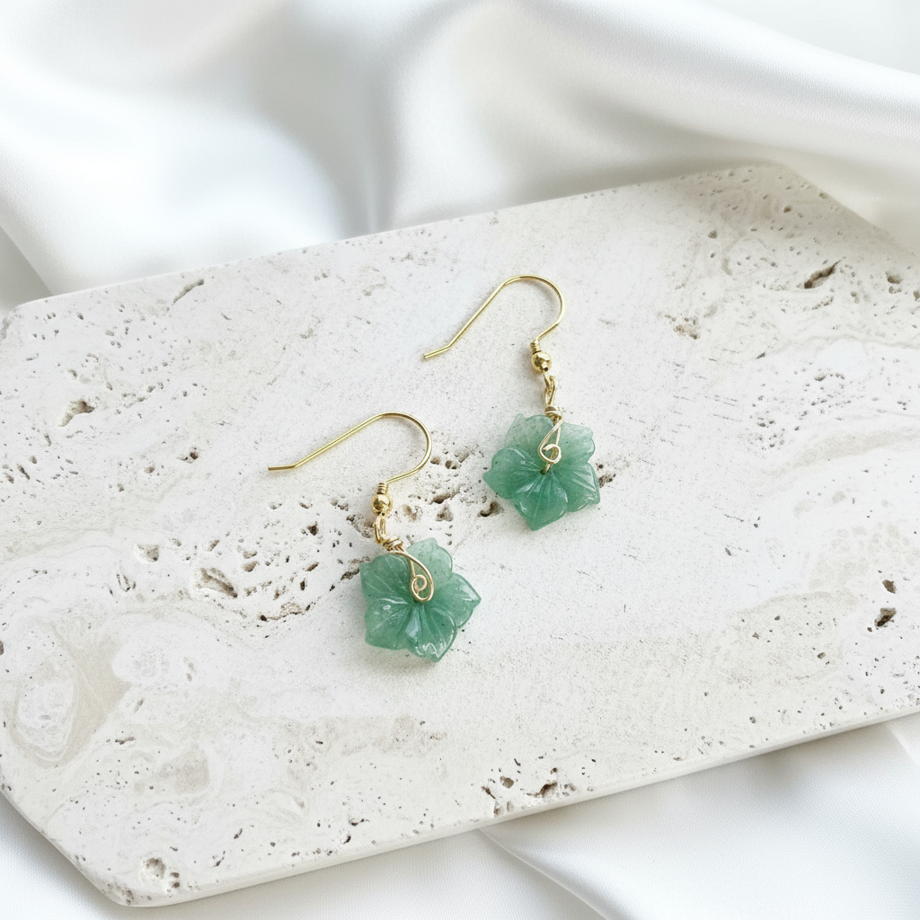 Hibiscus | Jade Flower Earrings