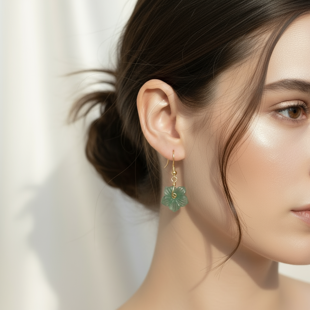 Hibiscus | Jade Flower Earrings