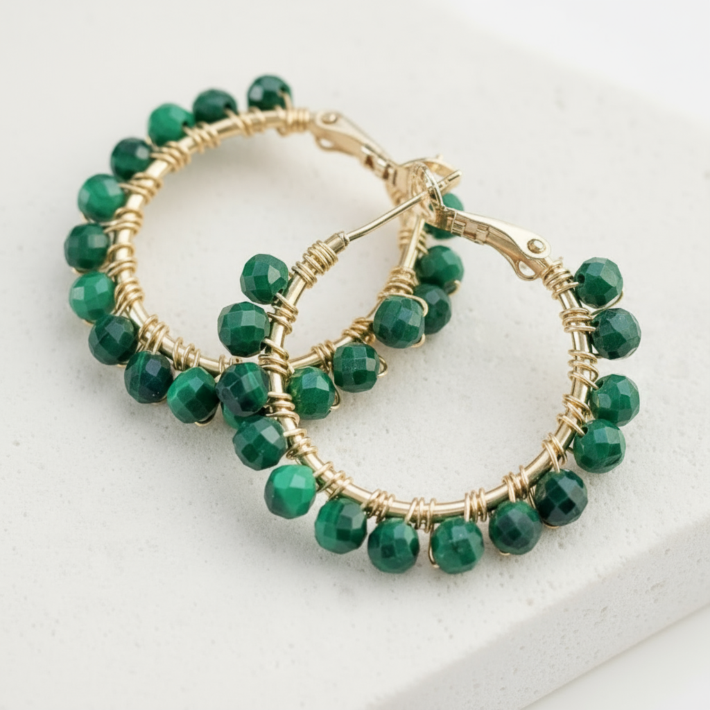Liora | Malachite  Hoop Earrings