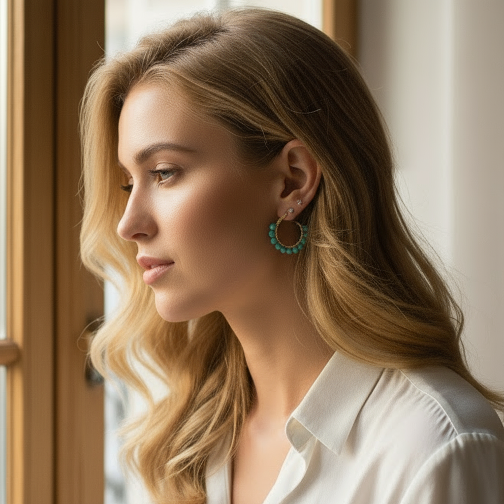 Liora | Turquoise Hoop Earrings