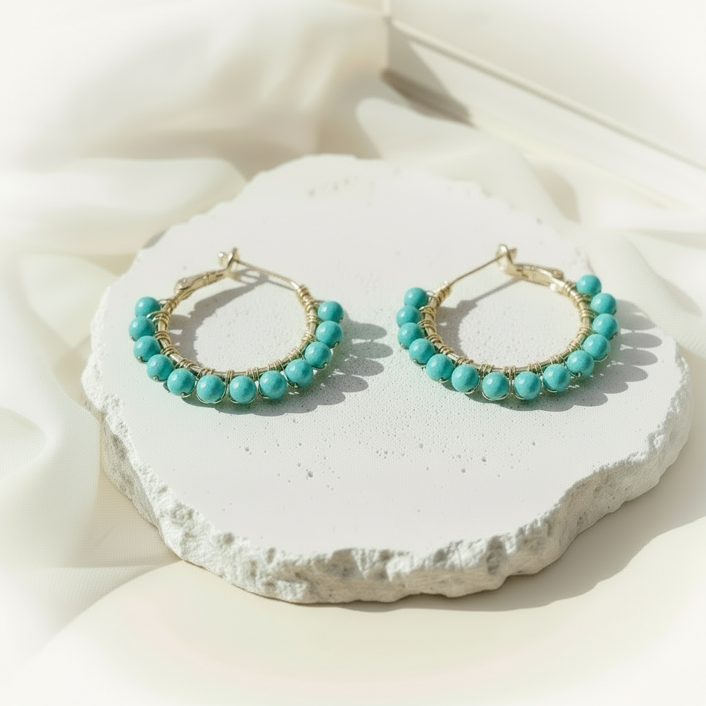Liora | Turquoise Hoop Earrings