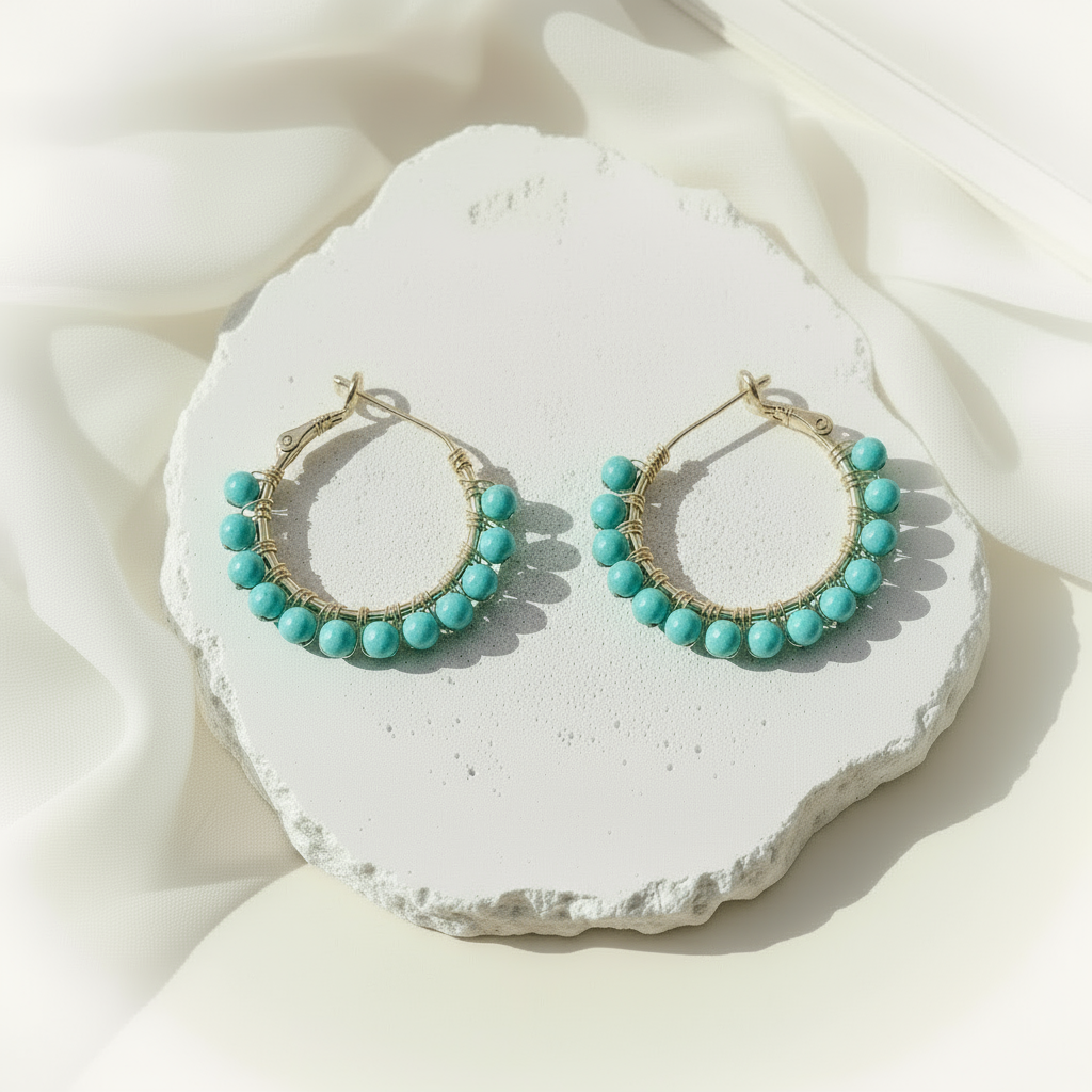 Liora | Turquoise Hoop Earrings