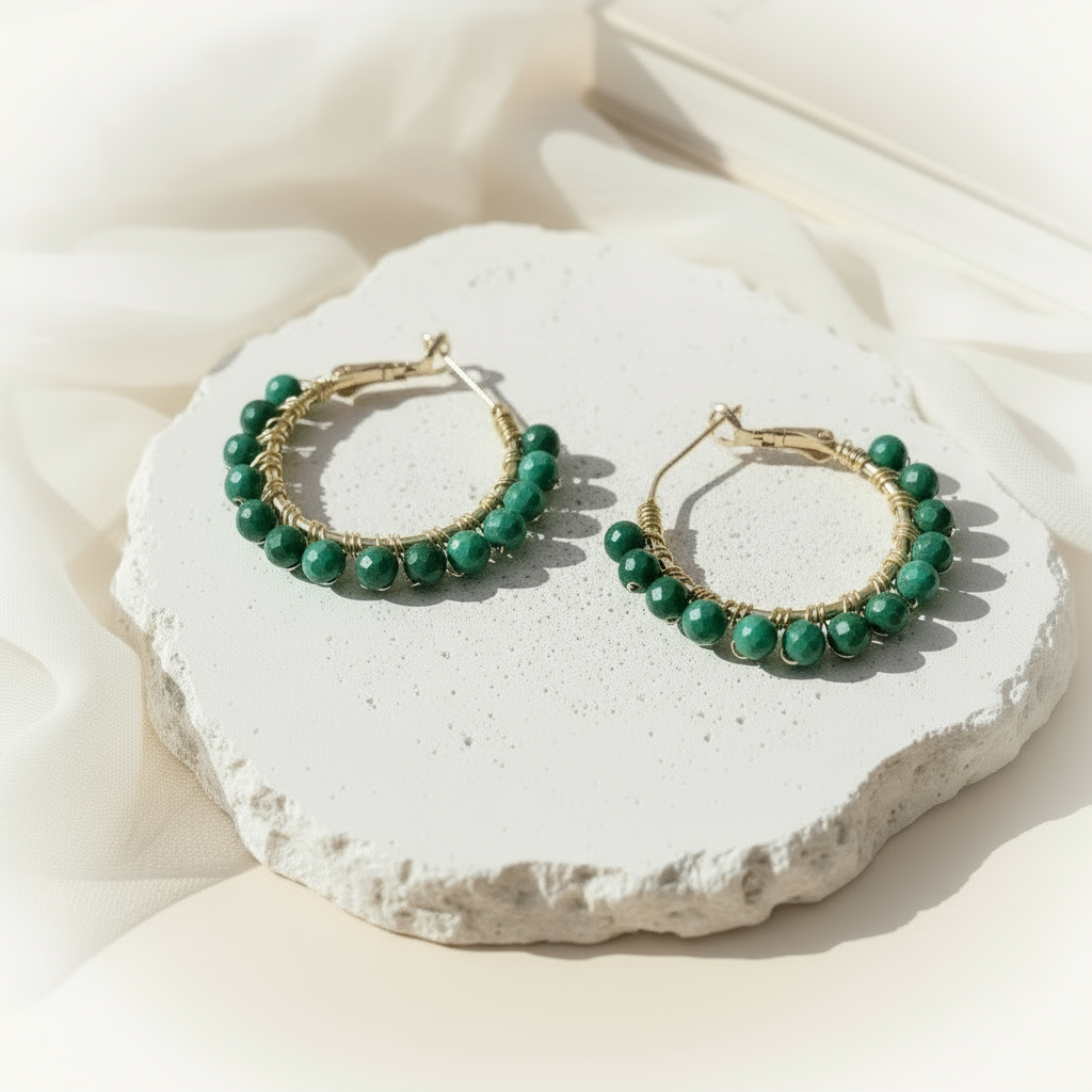 Liora | Malachite  Hoop Earrings