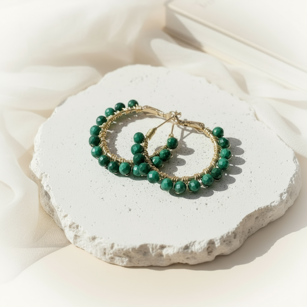 Liora | Malachite  Hoop Earrings