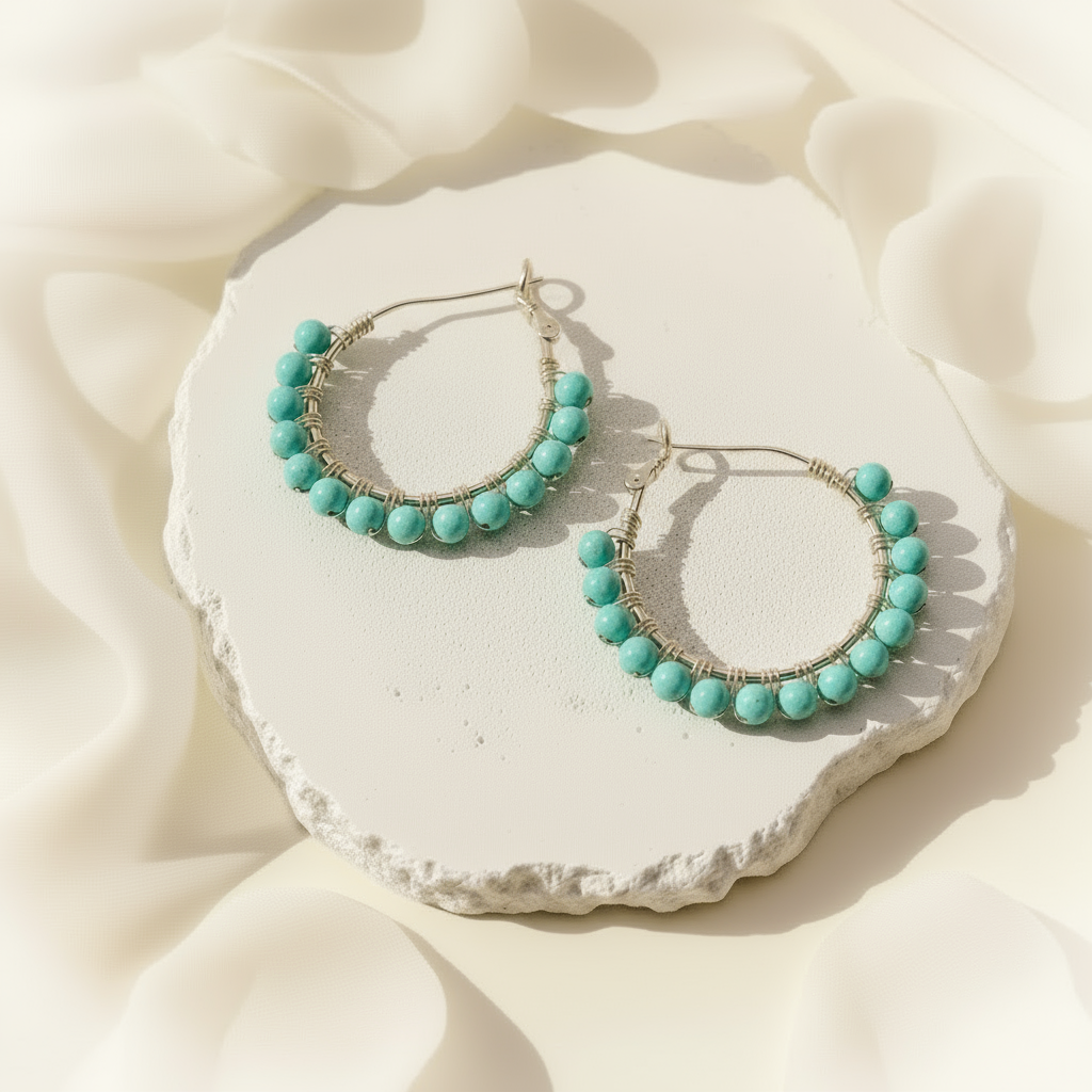 Liora | Turquoise Hoop Earrings