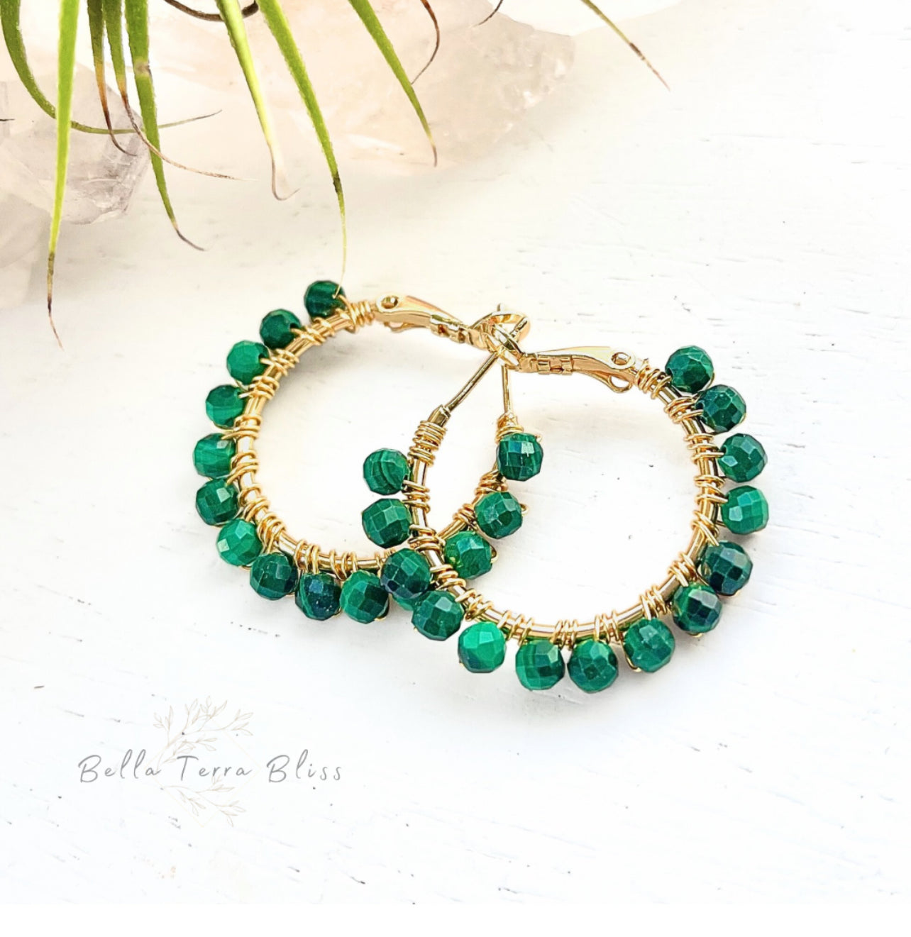 Liora | Malachite  Hoop Earrings