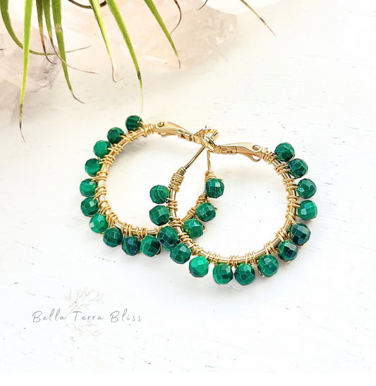 Cascade | Malachite  Hoop Earrings