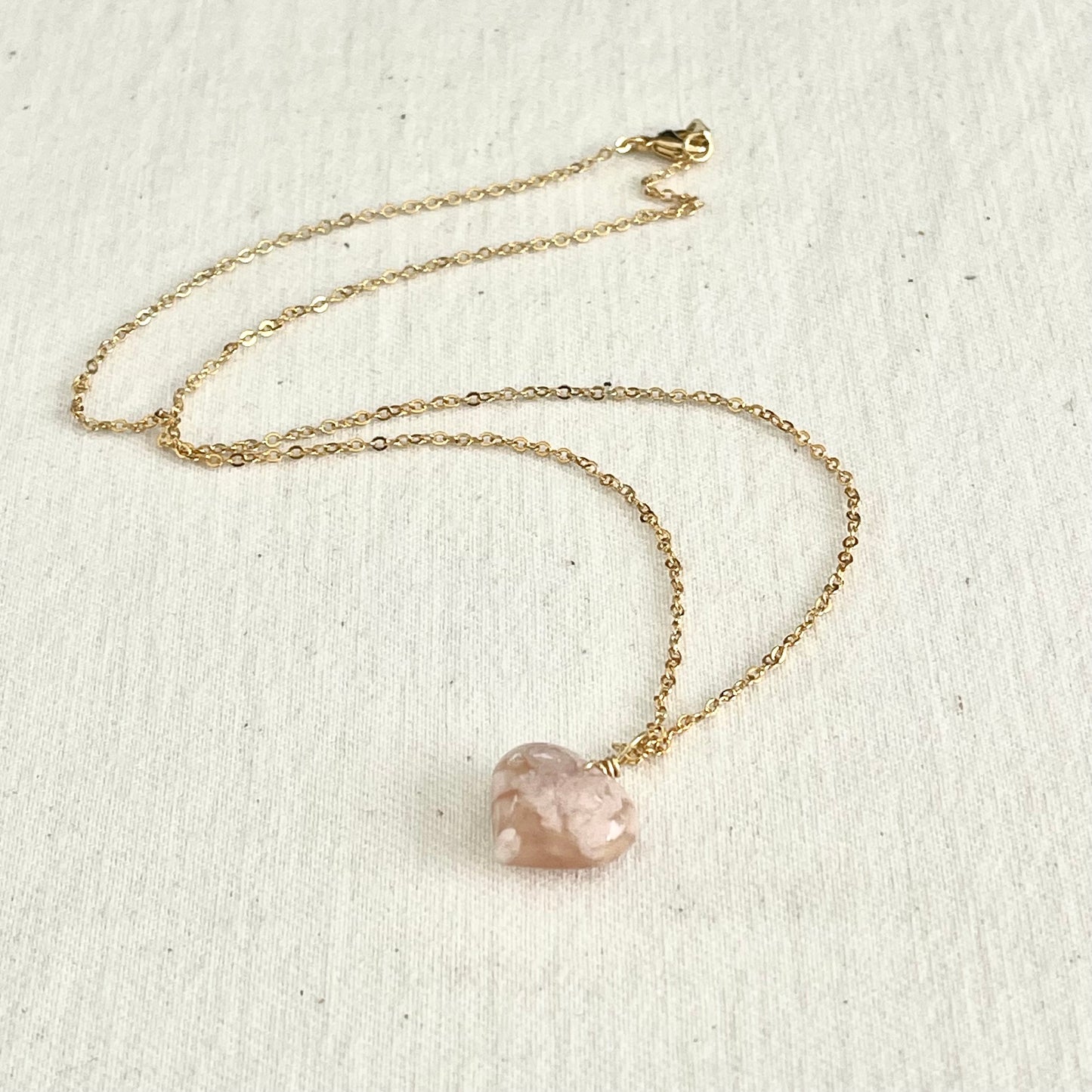 Dainty Cherry Blossom Heart Necklace