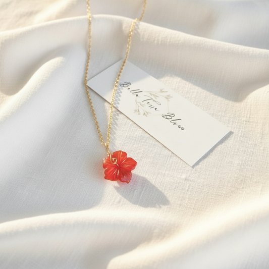 Hibiscus | Dainty Carnelian Necklace