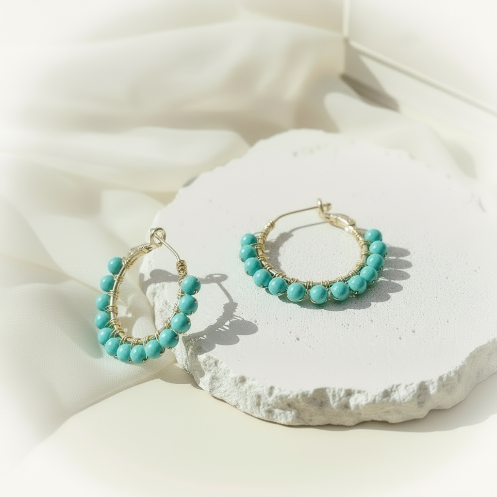 Liora | Turquoise Hoop Earrings