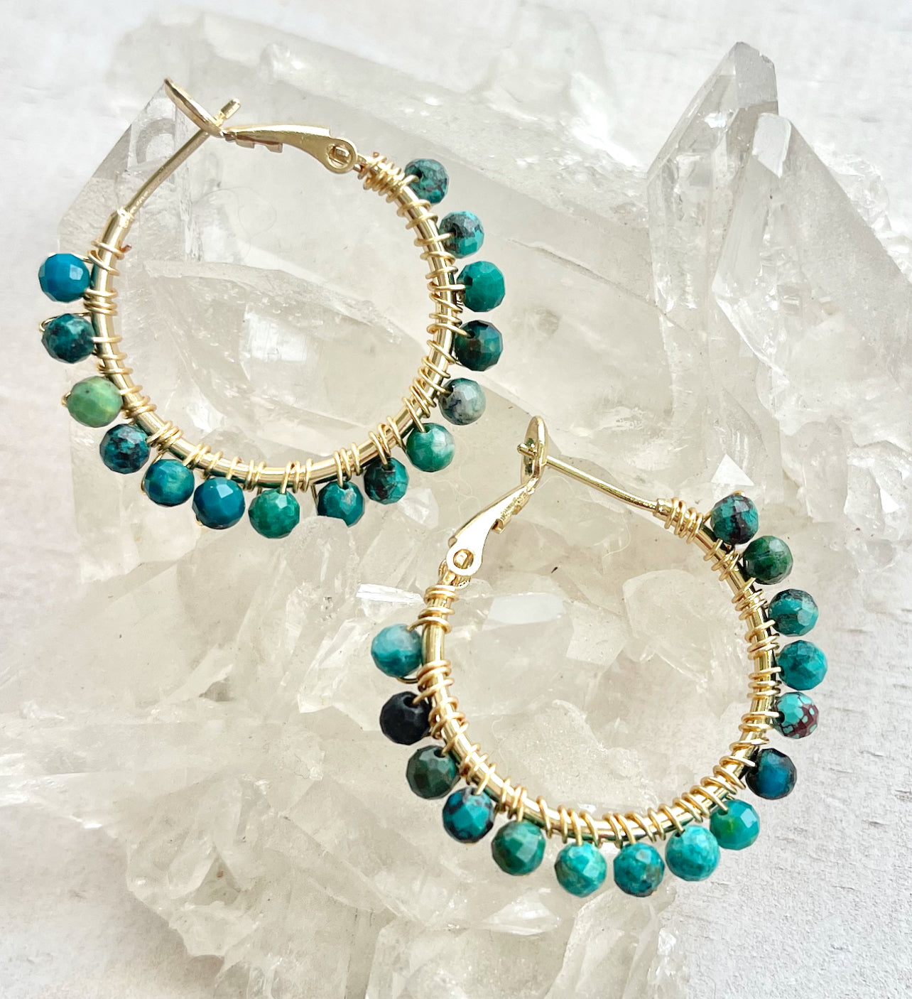 Liora| Chrysocolla Hoop Earrings