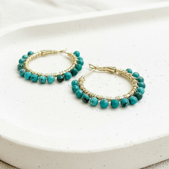 Liora| Chrysocolla Hoop Earrings