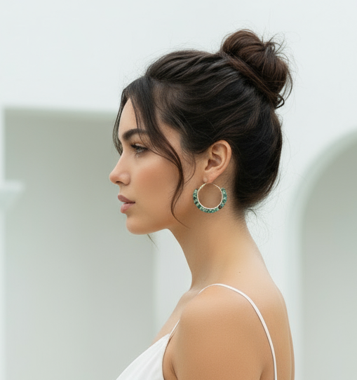 Liora| Chrysocolla Hoop Earrings