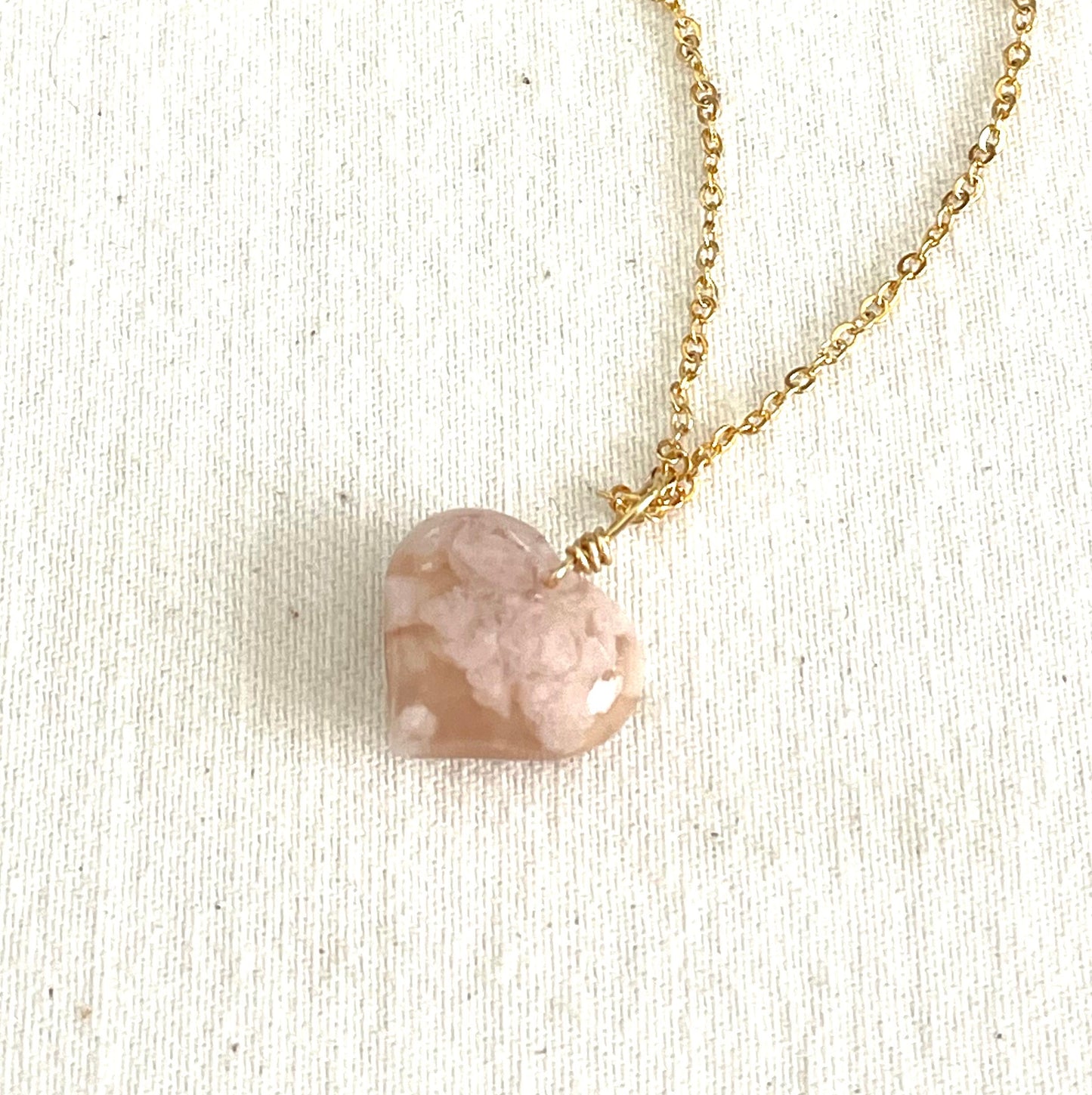 Dainty Cherry Blossom Heart Necklace