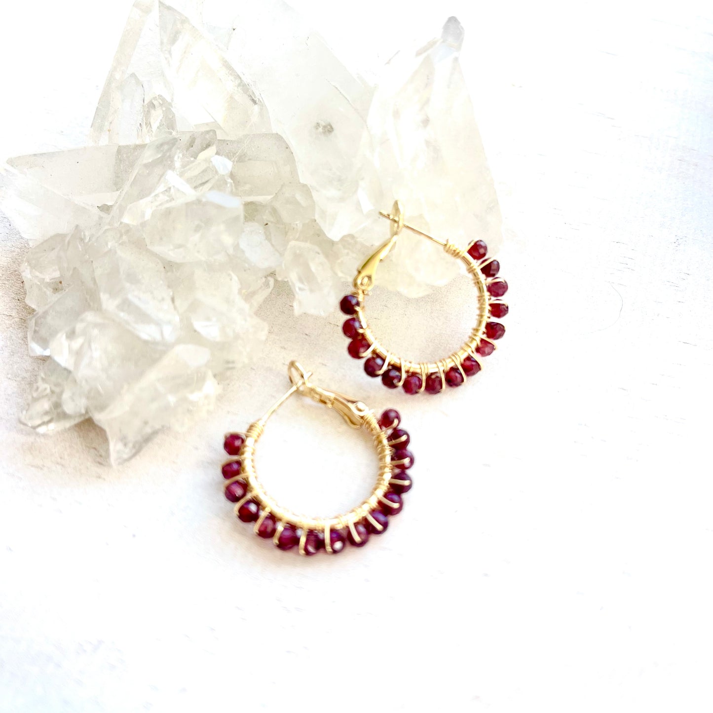 Liora | Garnet Hoop Earrings