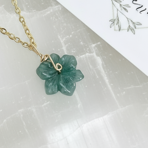 Hibiscus | Dainty Jade Flower Necklace
