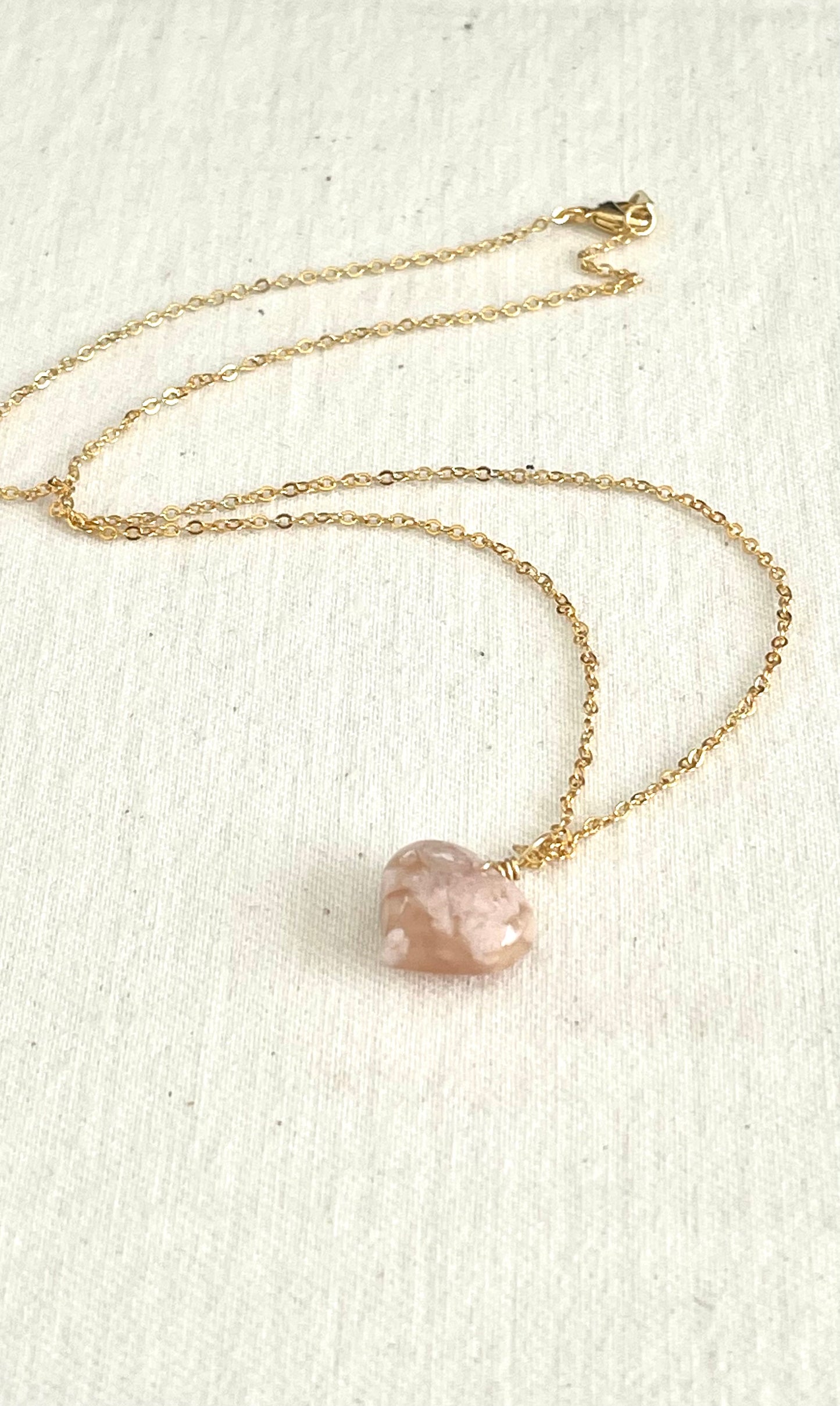 Dainty Cherry Blossom Heart Necklace