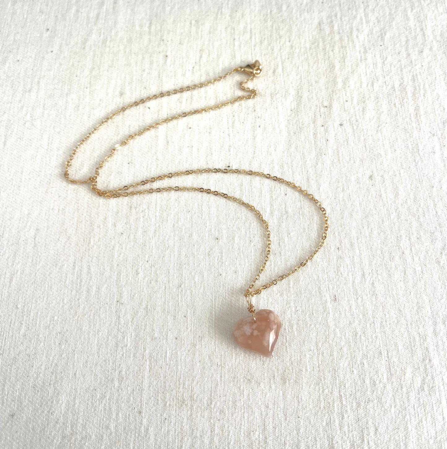 Dainty Cherry Blossom Heart Necklace