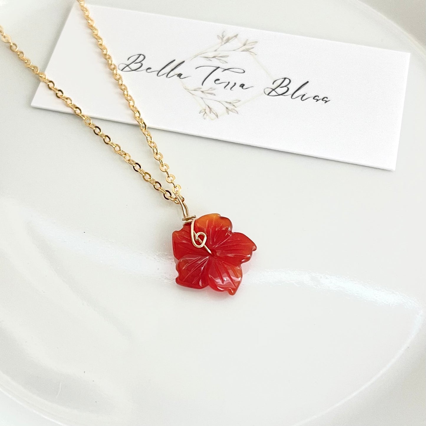 Hibiscus | Dainty Carnelian Necklace