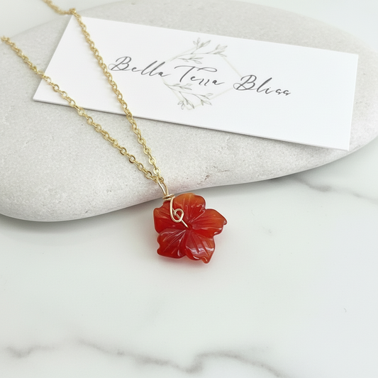 Hibiscus | Dainty Carnelian Necklace