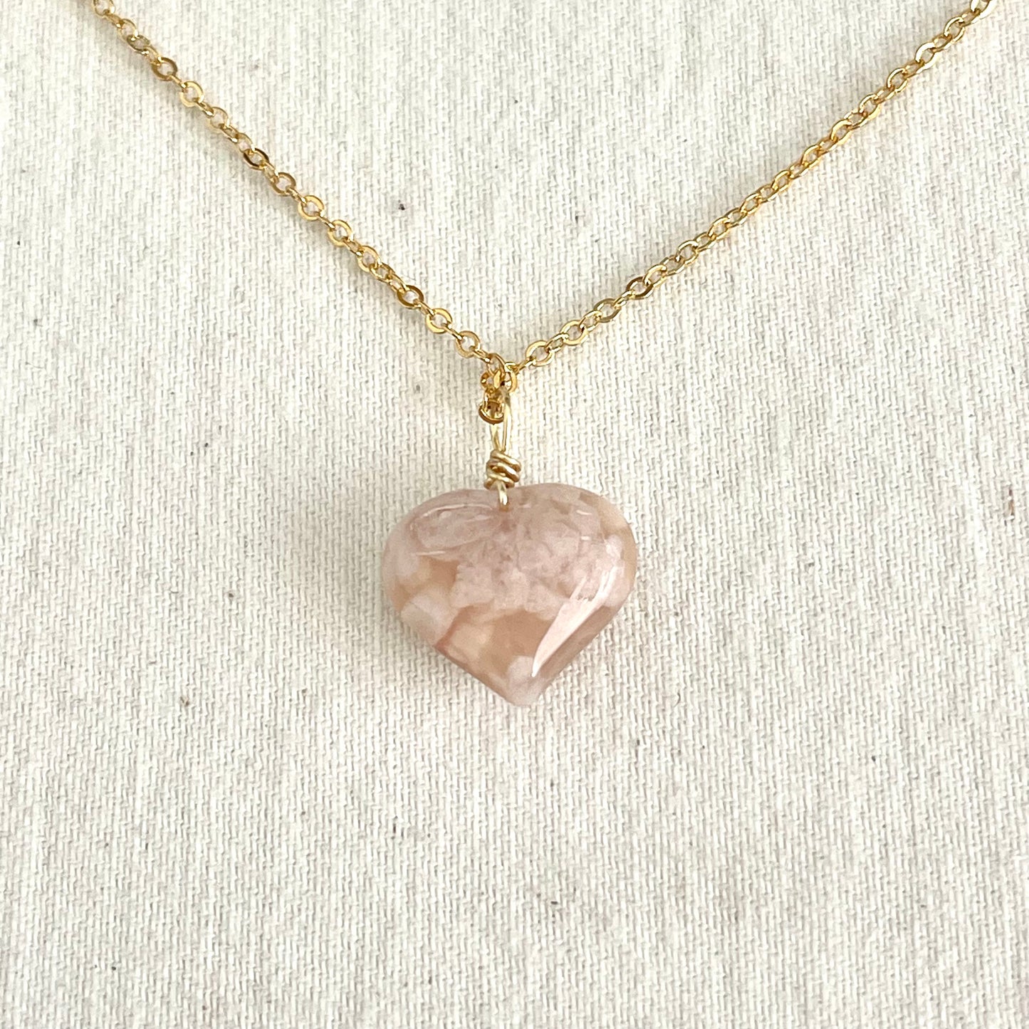Dainty Cherry Blossom Heart Necklace