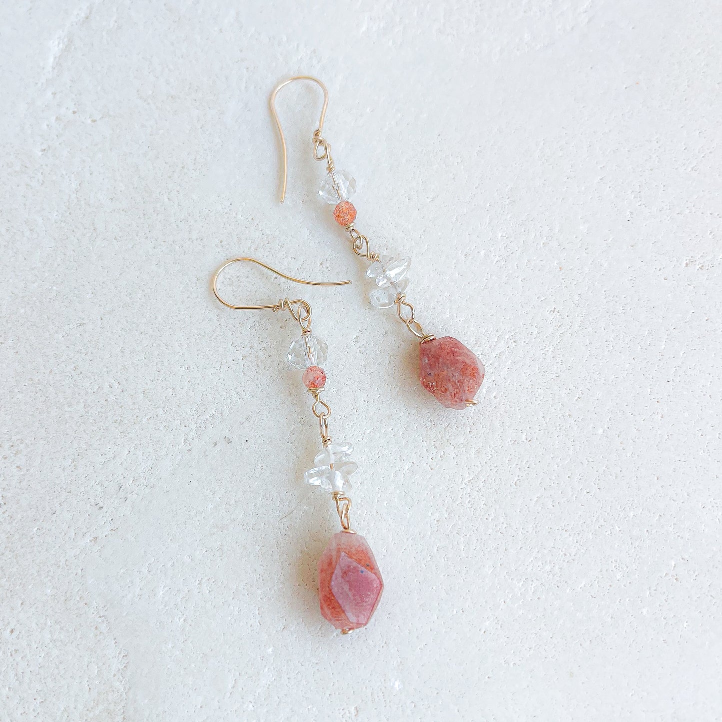 Sunstone | Clear Quartz Earrings