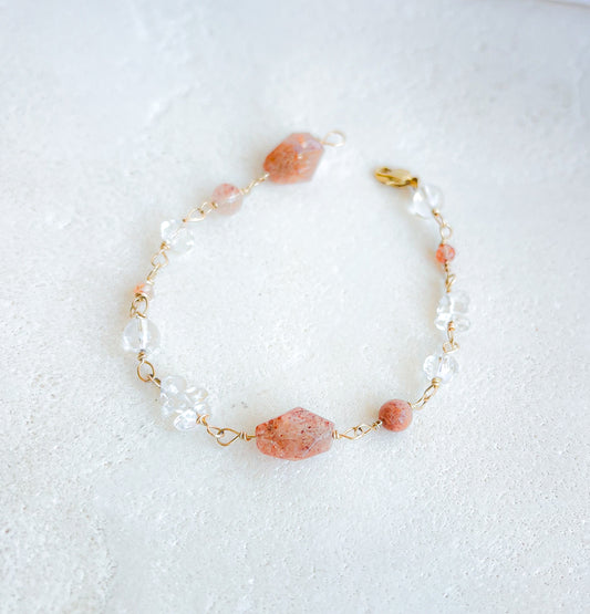 Sunstone | Clear Quartz Bracelet