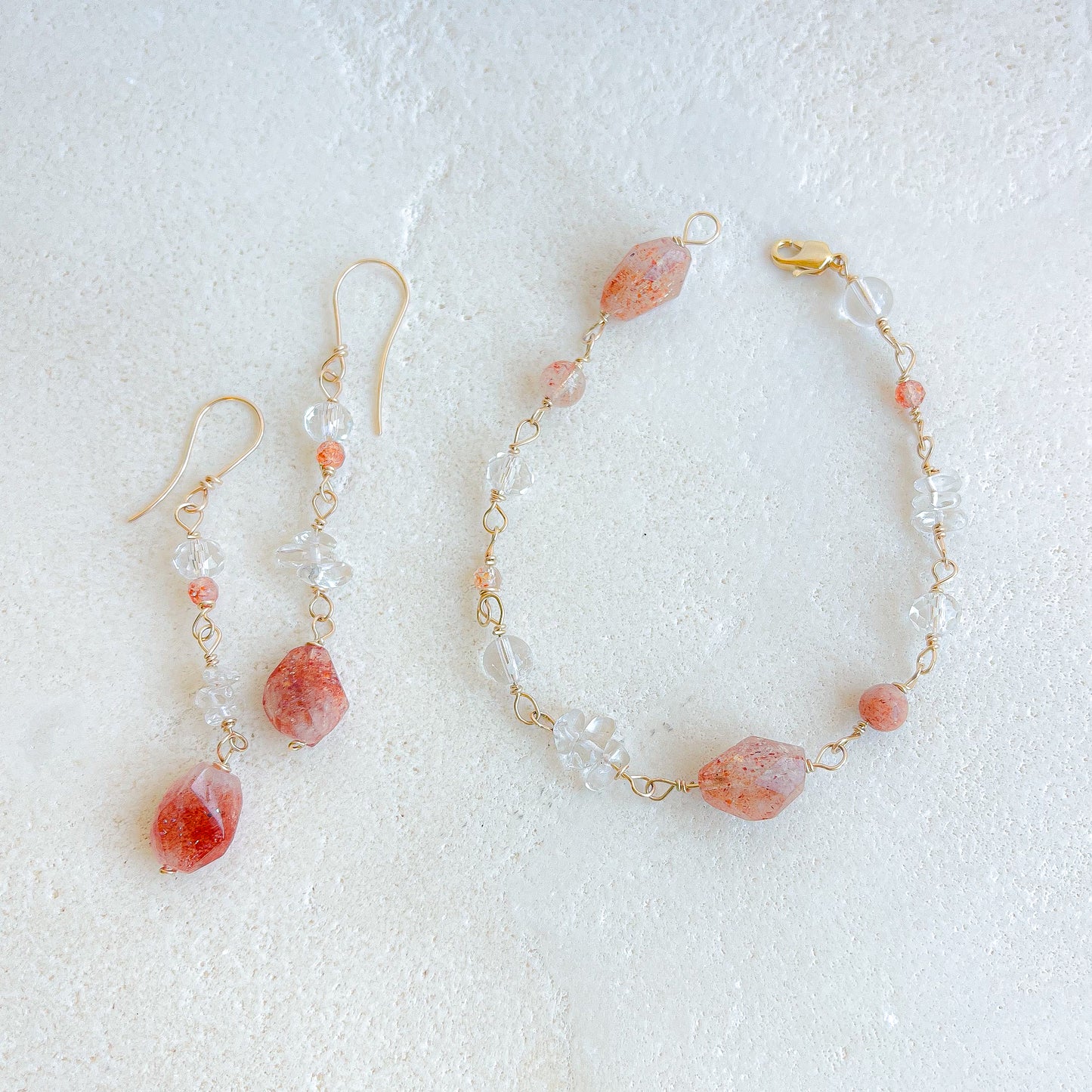 Sunstone | Clear Quartz Earrings