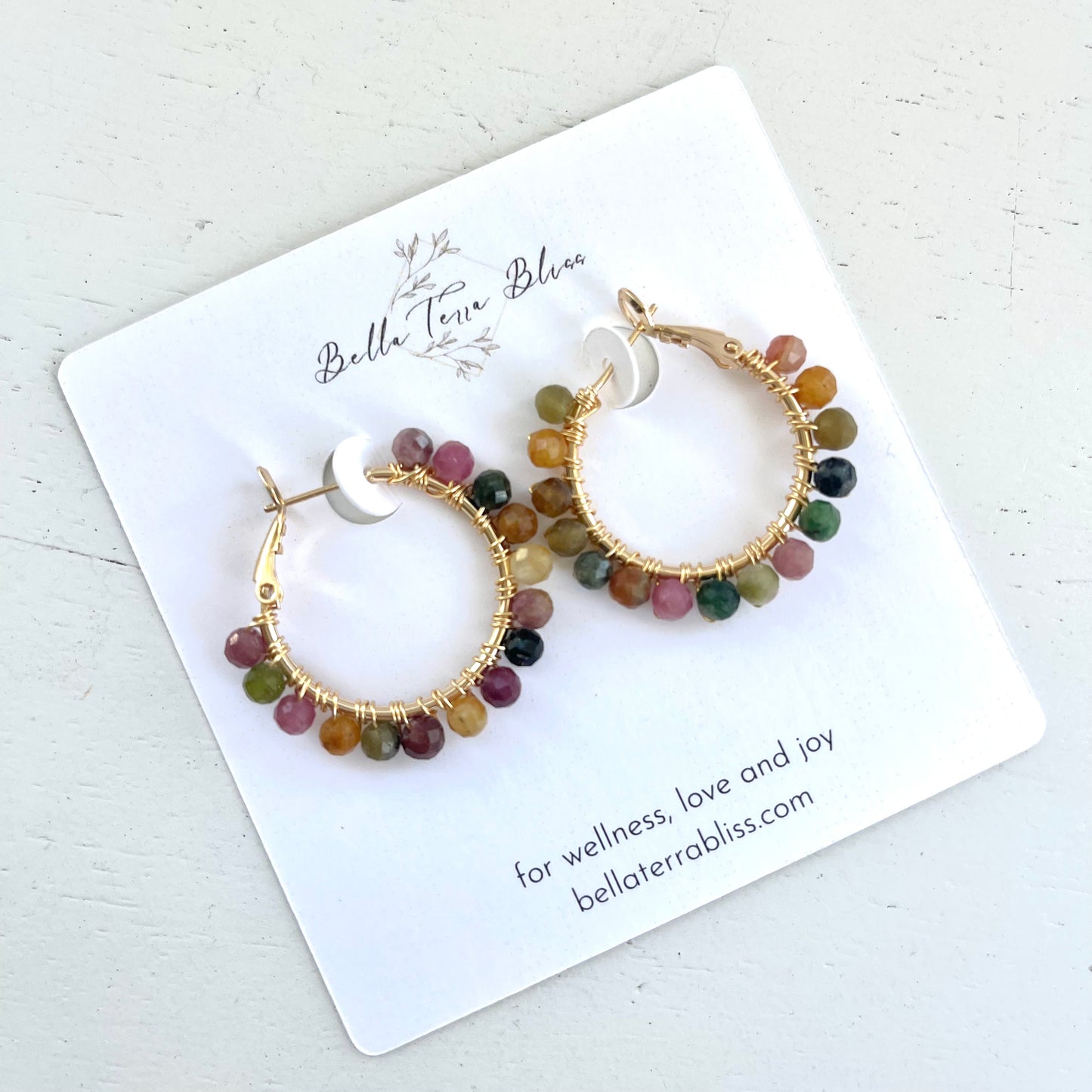 Pink Tourmaline Hoop Earrings